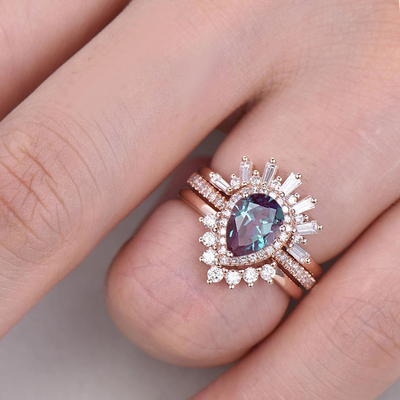 925 Sterling Silver Jewelry Synthetic Alexandrite Engagement Ring Lab Created