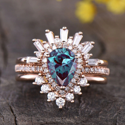 925 Sterling Silver Jewelry Synthetic Alexandrite Engagement Ring Lab Created