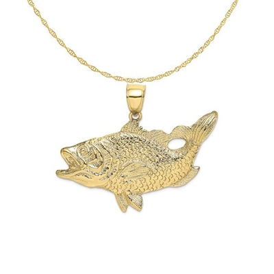 10K Yellow Gold Polished Engraved Dolphins Pendant Charm With 14K Yellow Gold Lightweight Rope Chain Necklace