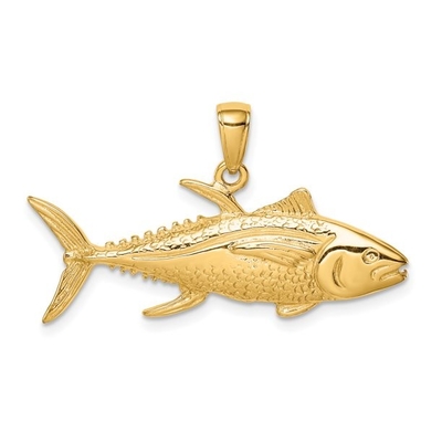 10K Yellow Gold Polished Engraved Dolphins Pendant Charm With 14K Yellow Gold Lightweight Rope Chain Necklace