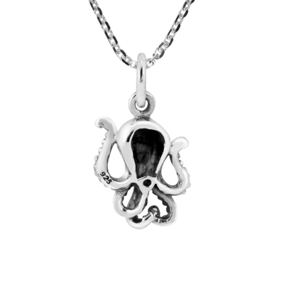 925 Sterling Silver 3D Blue White Enamel Fish Charm Pendant Necklace