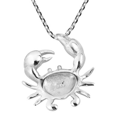 925 Sterling Silver 3D Blue White Enamel Fish Charm Pendant Necklace