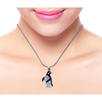 Puzzled Sparkling Penguin Necklace and Earrings Set Charming Necklace and Earring Set - Ocean