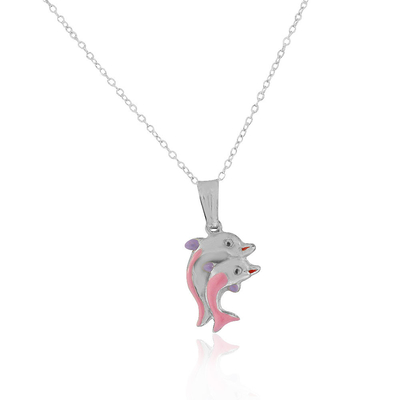 Carat in Karats Sterling Silver Polished Finish Enameled With Mustard Seed Ichthus Fish Charm Pendant