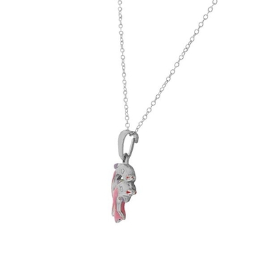 925 Sterling Silver 3D Enamel Two Dolphins Couple Charm Pendant Necklace