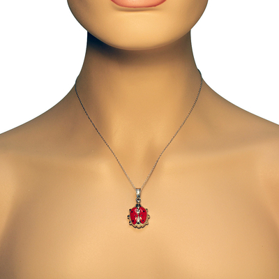 925 Sterling Silver 3D Enamel Two Dolphins Couple Charm Pendant Necklace