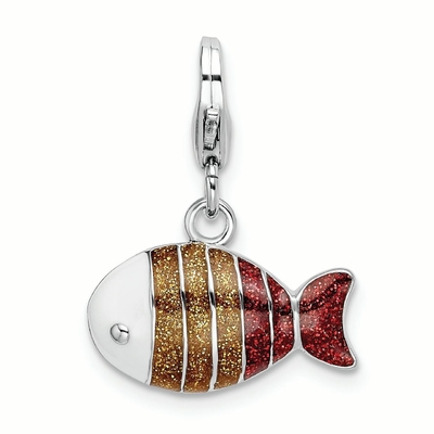 925 Sterling Silver 3D Red Enamel Ladybug Charm Pendant Necklace