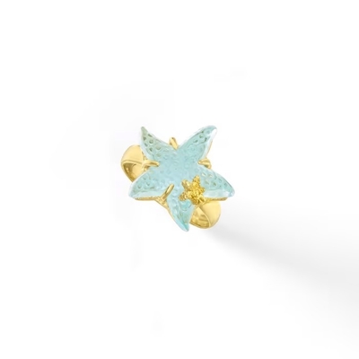 Italian Tagliamonte 16mm Blue Venetian Glass Starfish Ring in 18kt Gold Over Sterling