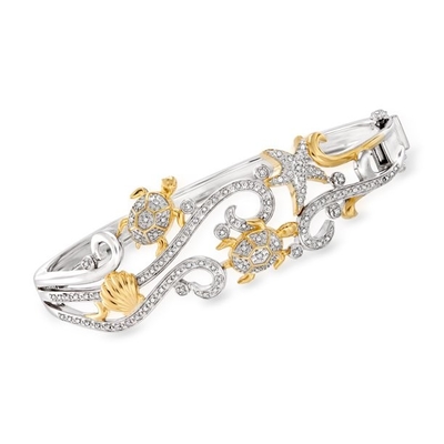 Gold Plated Inlaid Multicolor Zircon Laser Beaded Turtle Charm Bracelet For Kids