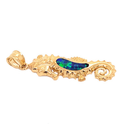 Kids Women Men 14k Gold 28.29mm Dolphin Pendant With Inlaid Opal