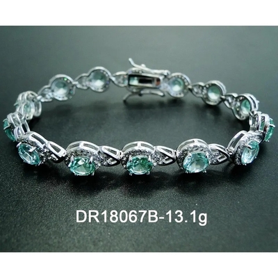 CZ Jewelry 925 Sterling Silver Pear Cut Green Spinel Teardrop Tennis Bracelet