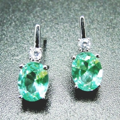 Green Spinels Cubic Zircon Stone Ring Earrings Pure 925 Sterling Silver Fashion Jewelry Set