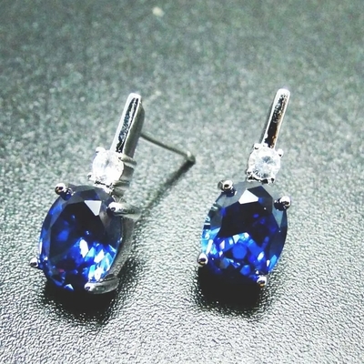 Ladies Earring Earring 14K Gold Plated Oval Cut Topaz CZ Ladies Natural Gemstone Stud Earrings