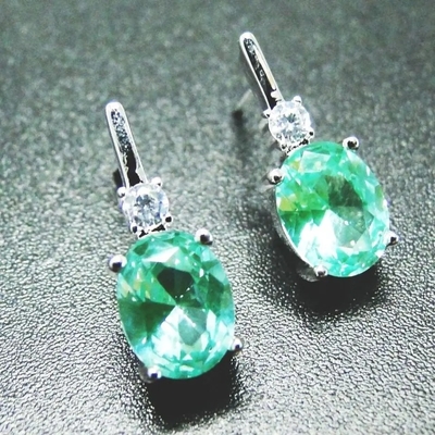 Ladies Earring Earring 14K Gold Plated Oval Cut Topaz CZ Ladies Natural Gemstone Stud Earrings