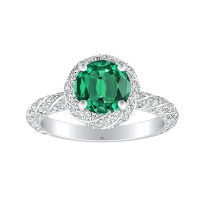 Plated Natural Freshwater Round Cut Pearl Green Emerald Vintage Engagement Ring In Sterling Silver