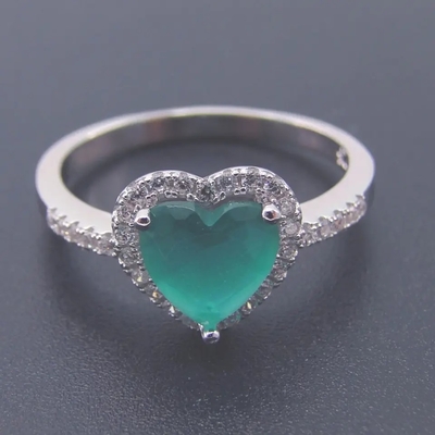 Plated Natural Freshwater Round Cut Pearl Green Emerald Vintage Engagement Ring In Sterling Silver