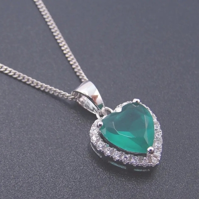 Hot Sale 925 Sterling Silver Heart Shaped Green Zircon Jewelry Sets for Fashion Woman Gift