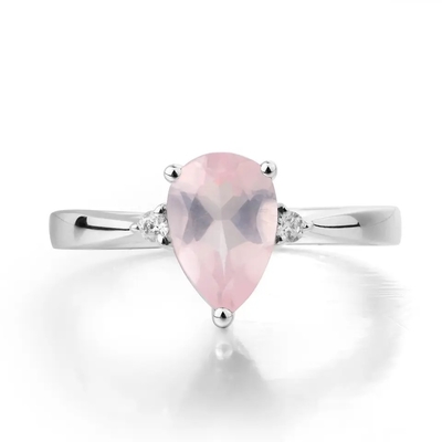 Sterling Silver Green Spinel Ring Fashionable Pear Shape Solitaire Wedding Engagement Ring