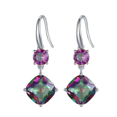 New 925 Sterling Silver CZ Rainbow Mystic Topaz Mystic Topaz Birthstone Month Engagement Ring