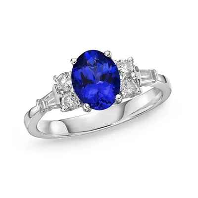925 Sterling Silver Wholesale Tanzanite Ring Oval Cut Blue Stone Tanzanite Wedding Engagement Ring