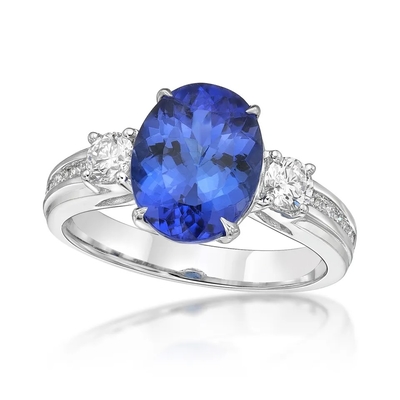925 Sterling Silver Wholesale Tanzanite Ring Oval Cut Blue Stone Tanzanite Wedding Engagement Ring