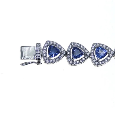 Fashion Jewelry 925 Sterling Silver Trillion Cut Tanzanite Tennis Bracelet