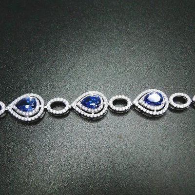 Pear Cut Tanzanite Silver Amazing Quality Bracelet For Women