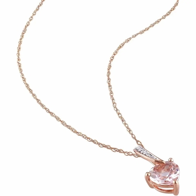 New Design Rose Gold Plated Morganite Stones Women Gift Wedding Pendant Necklace