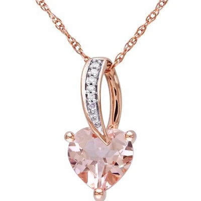 New Design Rose Gold Plated Morganite Stones Women Gift Wedding Pendant Necklace
