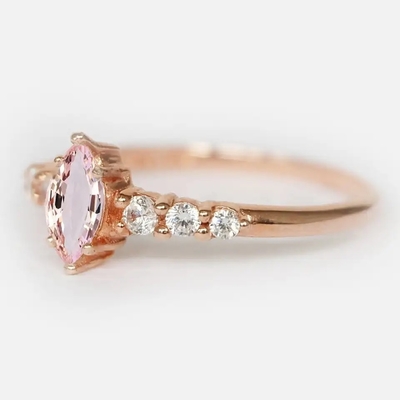 Wholesale Factory 925 Sterling Silver Jewelry Rose Gold Morganite Ring Round Cut Pink Morganite Engagement Ring