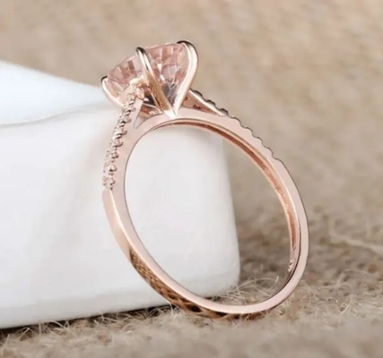 Wholesale Factory 925 Sterling Silver Jewelry Rose Gold Morganite Ring Round Cut Pink Morganite Engagement Ring