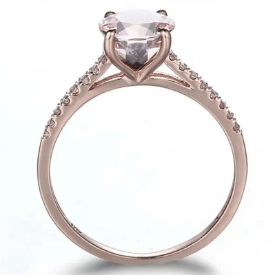 Wholesale Factory 925 Sterling Silver Jewelry Rose Gold Morganite Ring Round Cut Pink Morganite Engagement Ring