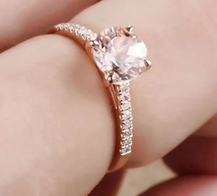 Wholesale Factory 925 Sterling Silver Jewelry Rose Gold Morganite Ring Round Cut Pink Morganite Engagement Ring