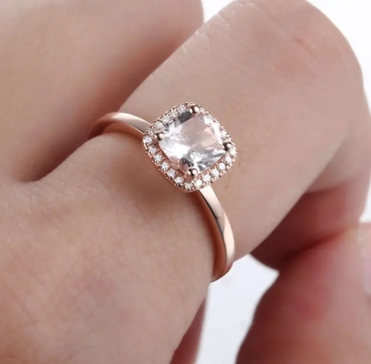 925 Sterling Silver Round Shape Rose Gold Platedt Morganite Cuff Earrings