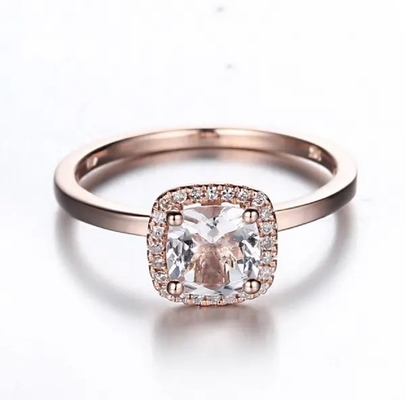 925 Sterling Silver Round Shape Rose Gold Platedt Morganite Cuff Earrings