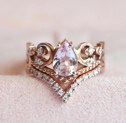 Vintage Grateful S925 Rose Gold Antique Cz Engagement Rings Promise Anniversary Gift