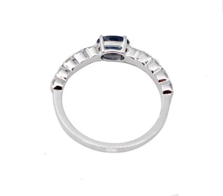 Trendy S925 Sterling Silver Natural Jewelry Sapphire CZ Ring Simple Design For Ladies