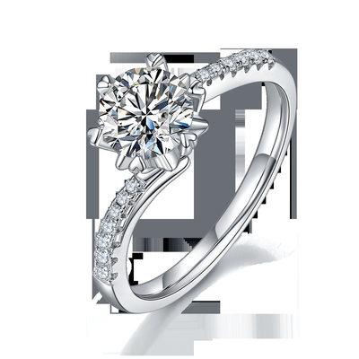 1.30CT White Moissanite  And  Sapphire Platineve Diamonds Jewelry  Engagement Women Ring