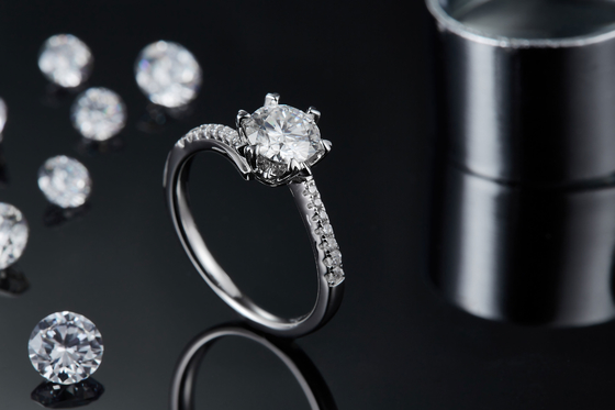 1.30CT White Moissanite  And  Sapphire Platineve Diamonds Jewelry  Engagement Women Ring