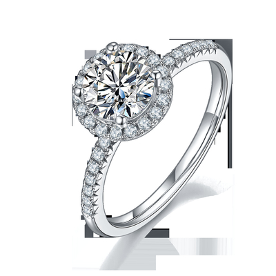 925 Sterling Silver Jewelry Diamond Moissanite Engagement Rings Round Shaped Dainty Band Ring