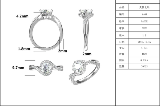 Simple Arrival S925 Bright Setting Women Infinity Round Cut Moissanite Ribbon Twist Wedding Engagement Ring