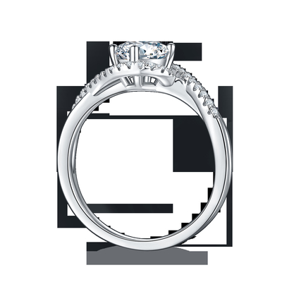 Simple Arrival S925 Bright Setting Women Infinity Round Cut Moissanite Ribbon Twist Wedding Engagement Ring