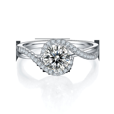 Simple Arrival S925 Bright Setting Women Infinity Round Cut Moissanite Ribbon Twist Wedding Engagement Ring