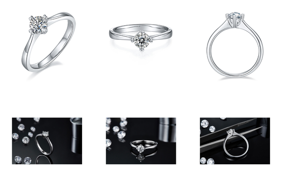9K With Silver Mosaic Moissanite Jewelry Minimalist Lady Ring