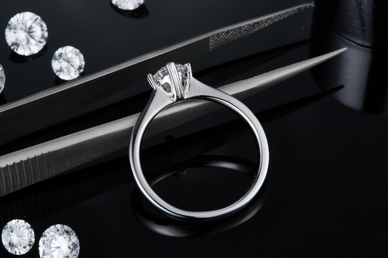 9K With Silver Mosaic Moissanite Jewelry Minimalist Lady Ring