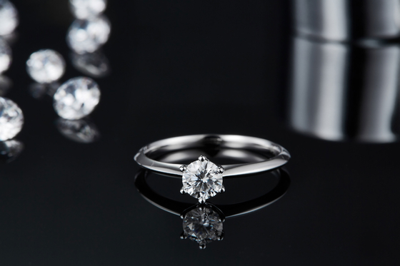 9K with Silver Ring cut White Moissanite Diamond Minimalist Wedding Jewelry