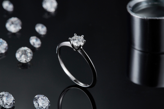 9K with Silver Ring cut White Moissanite Diamond Minimalist Wedding Jewelry