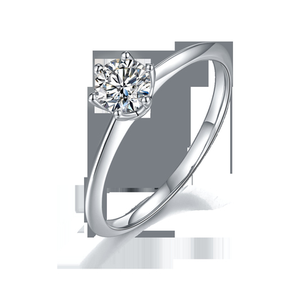 9K with Silver Ring cut White Moissanite Diamond Minimalist Wedding Jewelry