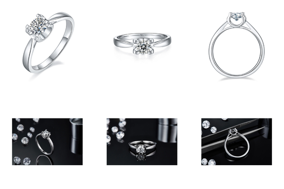9K with Silver Ring Square White Moissanite Diamond Minimalist Wedding Jewelry
