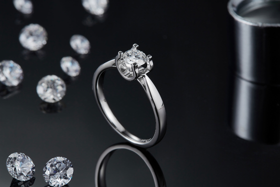 9K with Silver Ring Square White Moissanite Diamond Minimalist Wedding Jewelry